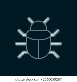 Line System bug concept icon isolated on black background. Code bug concept. Bug in the system. Bug searching. Flat filled outline style with shadow. Vector