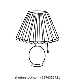 Line table lamp in doodle style isolated on white background.