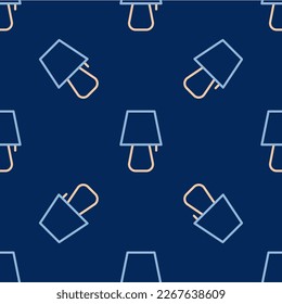 Line Table lamp icon isolated seamless pattern on blue background. Night light.  Vector