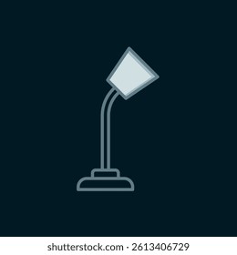 Line Table lamp icon isolated on black background. Flat filled outline style with shadow. Vector