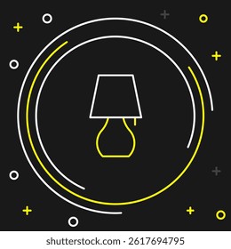 Line Table lamp icon isolated on black background. Night light. Colorful outline concept. Vector