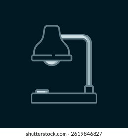 Line Table lamp icon isolated on black background. Table office lamp. Flat filled outline style with shadow. Vector