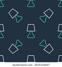 Line Table lamp icon isolated seamless pattern on black background. Desk lamp.  Vector