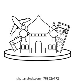 line taj mahal of india and travel ticket