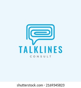 line talk bubble with pin logo design vector graphic symbol icon illustration creative idea