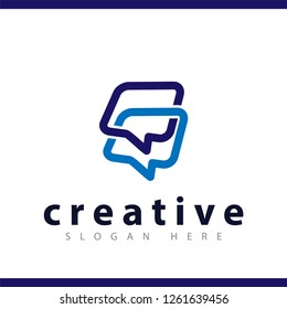 line talk communication logo vector template