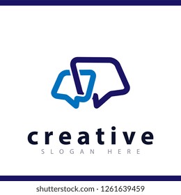 line talk communication logo vector template