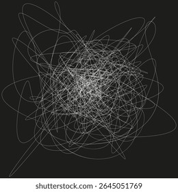 Ícone de retângulo de linha. Forma de arame caótico. Figura abstrata de rabisco. Fundo escuro do vetor.