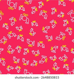 Tocar Linha para um ícone de barril isolado padrão perfeito no fundo vermelho.  Vetor