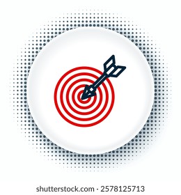 Line Target with arrow icon isolated on white background. Dart board sign. Archery board icon. Dartboard sign. Business goal concept. Colorful outline concept. Vector