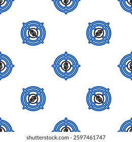 Line Target with dollar symbol icon isolated seamless pattern on white background. Investment target icon. Successful business concept. Cash or Money. Colorful outline concept. Vector