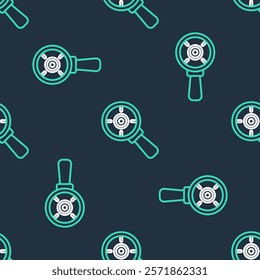 Line Target financial goal concept with magnifying glass icon isolated seamless pattern on black background. Symbolic goals achievement, success.  Vector