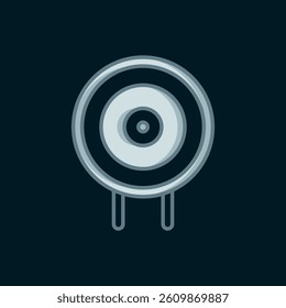 Line Target sport icon isolated on black background. Clean target with numbers for shooting range or shooting. Flat filled outline style with shadow. Vector