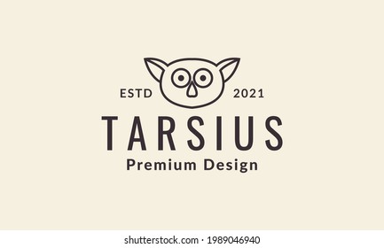 line tarsius head cute logo symbol vector icon illustration graphic design
