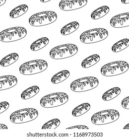 line tasty donut sweet pastry background