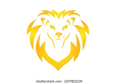 Patrón de tatuaje de línea: rostro aislado y lleno de león amarillo sobre fondo blanco