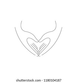 line tattoo two hand show heart and love