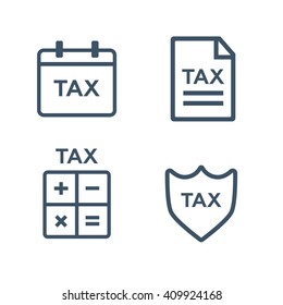 Line tax icons. Tax money, finance tax business, document tax. Vector illustration