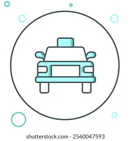 Line Taxi car icon isolated on white background. Colorful outline concept. Vector