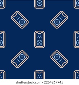 Line Taxi mobile app icon isolated seamless pattern on blue background. Mobile application taxi.  Vector
