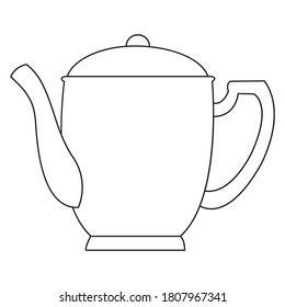 line teapot vector illustration,isolated on white background for education,top view