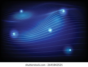 Line technology abstract background. Concept of cyberspace digital futuristic, curve connection, wave partical vector, tech motion, neon glow energy, communication flowing, speed stiped, innovation.
