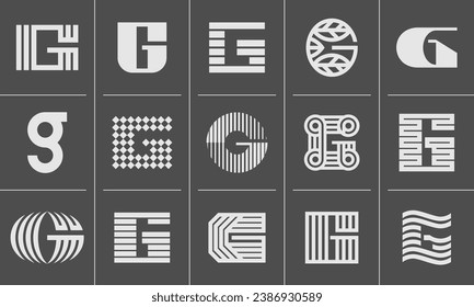 Line technology abstract letter G logo icon design set