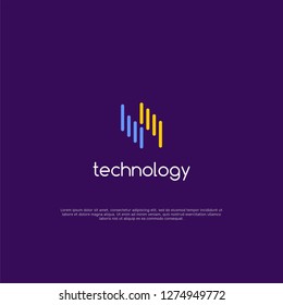 line technology logo design template. creative sign. Universal vector icon. - Vector