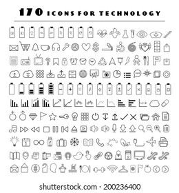 line technology vector icon set  