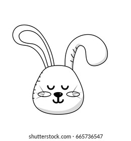 line teddy rabbit boy head animal wild