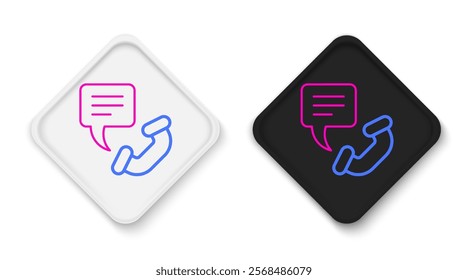 Line Telephone 24 hours support icon isolated on white background. All-day customer support call-center. Full time call services. Colorful outline concept. Vector