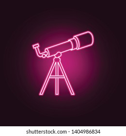 Line Telescope neon icon. Elements of Sciens set. Simple icon for websites, web design, mobile app, info graphics