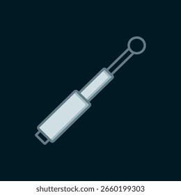 Línea Icono de bastón telescópico aislado sobre fondo negro. Estilo de contorno relleno plano con sombra. Vector
