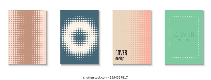 Line Template Set. Modern Shapes In Tech Layout. Linear Shapes In Annual Frame. Halftone Flyer. Minimalist Abstract Cover. Geometric Graphic Poster. Trendy Line Template