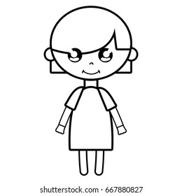 line tender girl child with pijama and hairstyle