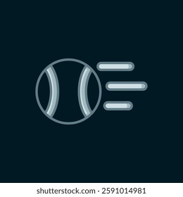 Line Tennis ball icon isolated on black background. Sport equipment. Flat filled outline style with shadow. Vector
