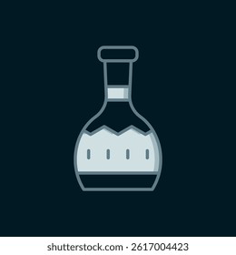 Line Tequila bottle icon isolated on black background. Mexican alcohol drink. Flat filled outline style with shadow. Vector