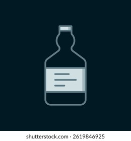 Line Tequila bottle icon isolated on black background. Mexican alcohol drink. Flat filled outline style with shadow. Vector