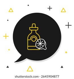 Line Tequila bottle with lemon icon isolated on white background. Mexican alcohol drink. Colorful outline concept. Vector