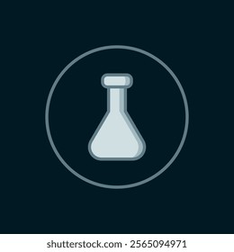 Line Test tube and flask chemical laboratory test icon isolated on black background. Laboratory glassware sign. Flat filled outline style with shadow. Vector