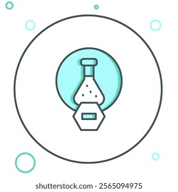 Line Test tube and flask chemical laboratory test icon isolated on white background. Laboratory glassware sign. Colorful outline concept. Vector