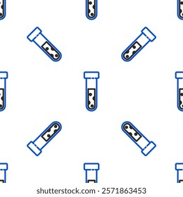 Line Test tube and flask chemical laboratory test icon isolated seamless pattern on white background. Laboratory glassware sign. Colorful outline concept. Vector