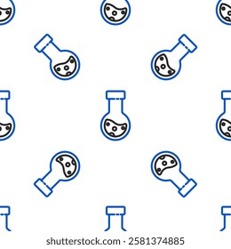 Line Test tube and flask chemical laboratory test icon isolated seamless pattern on white background. Laboratory glassware sign. Colorful outline concept. Vector