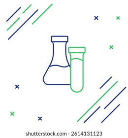 Line Test tube and flask chemical laboratory test icon isolated on white background. Laboratory glassware sign. Colorful outline concept. Vector
