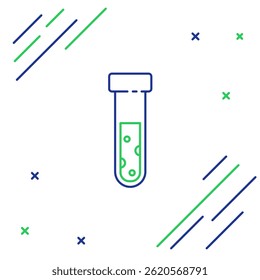 Line Test tube and flask chemical laboratory test icon isolated on white background. Laboratory glassware sign. Colorful outline concept. Vector