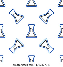 Line Test tube and flask icon isolated seamless pattern on white background. Chemical laboratory test. Laboratory glassware. Colorful outline concept. Vector