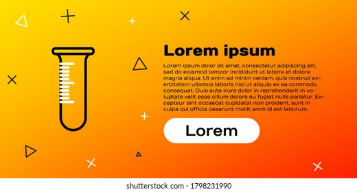 Line Test tube and flask icon isolated on yellow background. Chemical laboratory test. Laboratory glassware. Colorful outline concept. Vector Illustration