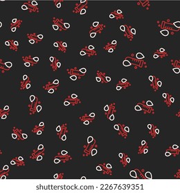 Line Test tube with water drop icon isolated seamless pattern on black background.  Vector