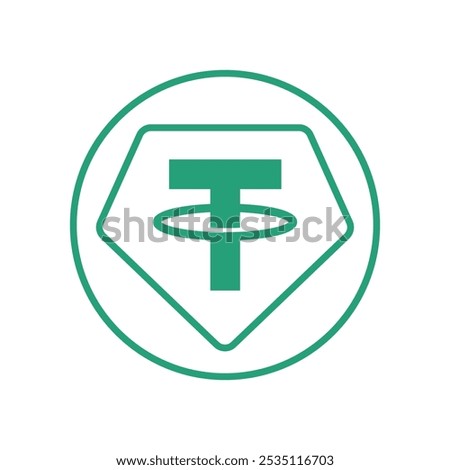 line Tether coin line logo vector design isolated background