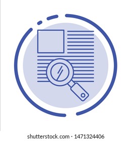 Line, Text, Zoom, Reading Blue Dotted Line Line Icon. Vector Icon Template background